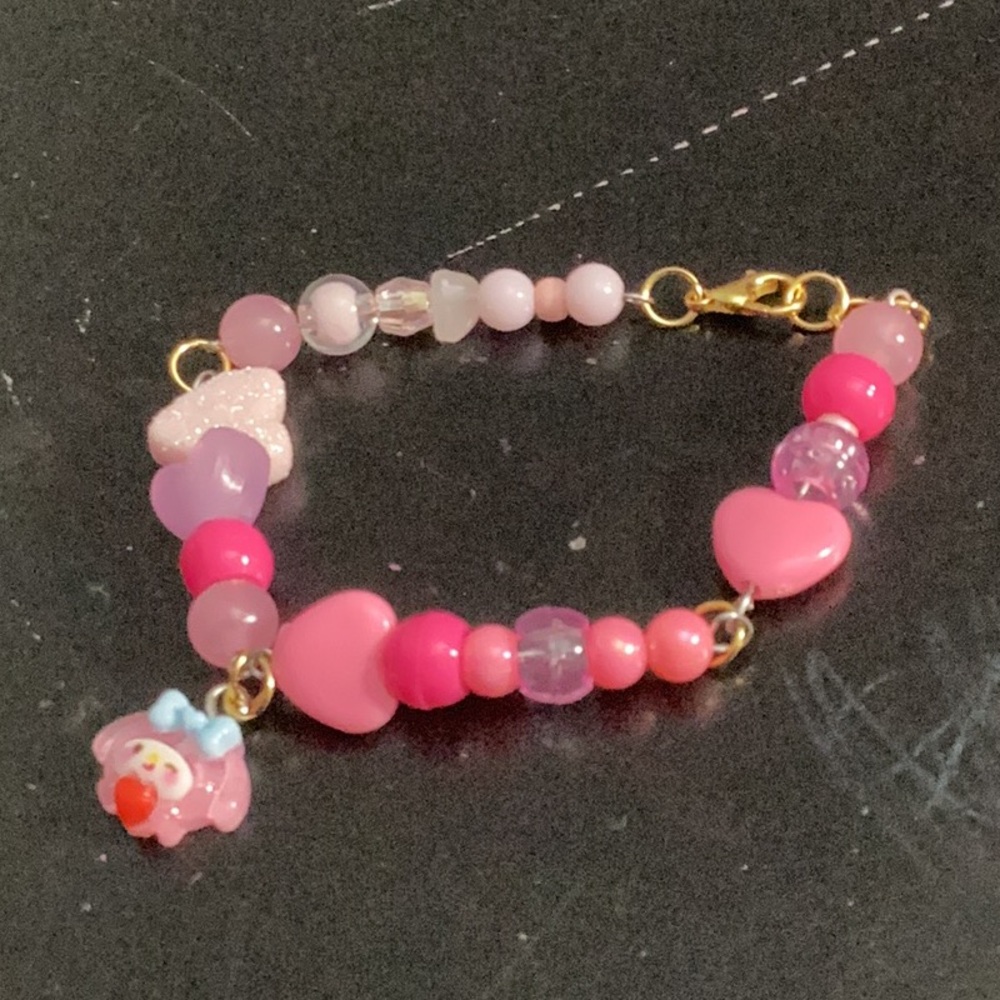Charming Pink Beaded Kids Bracelet